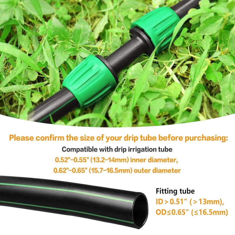 Gardrip Drip Irrigation Fittings for 1/2 Inch Drip Tubing (1/2" ID x 0.62"-0.65" OD Only): 12Pcs Drip Line Couplings Locked Nut Barbed Straight Coupling Connectors-NOT for Generic Tubing (OD 0.7") - Image 3